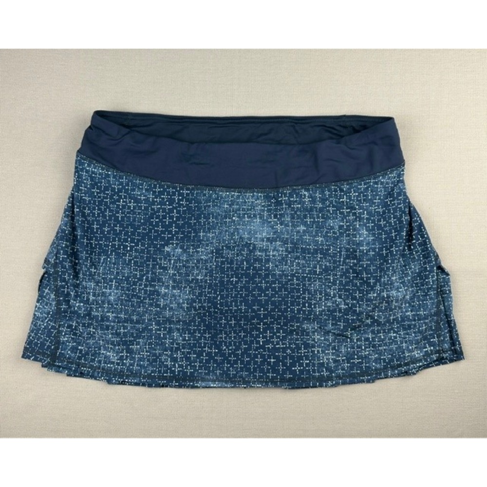 Lululemon Pace Setter Skirt Blue Crosshatch Pleated Tennis Skort Size 12